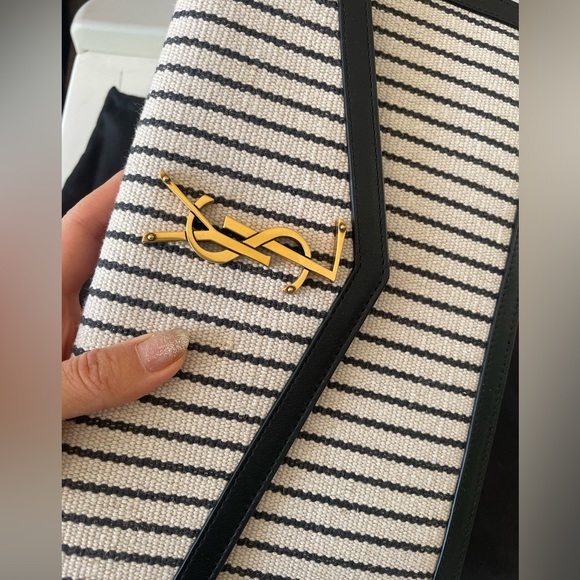 Authentic YSL Uptown Pouch leather with canvas - Picture 7 of 9